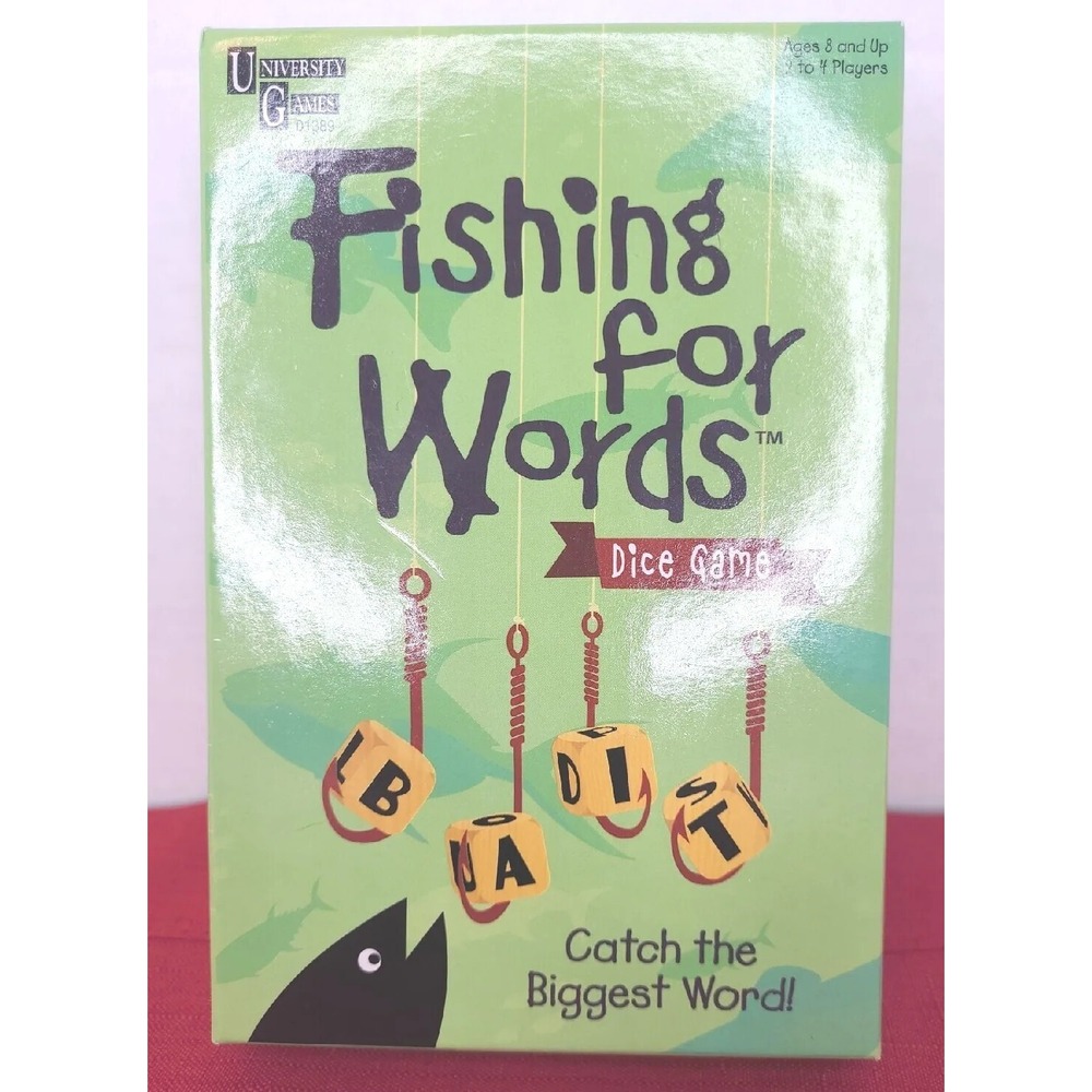 UNIVERSITY GAMES  Fishing For Words Dice Game Ages 8+ Family Game Night Complete
